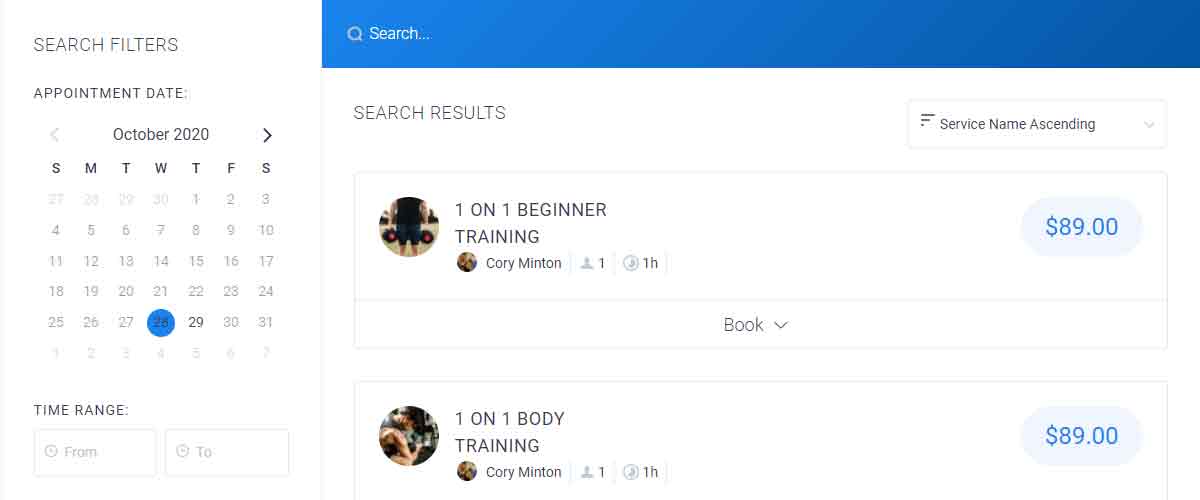 Personal Training Appointment Booking